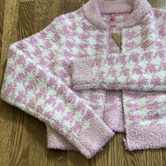 Skims Cozy Knit Zip Up in petal houndstooth - Picture 4 of 11